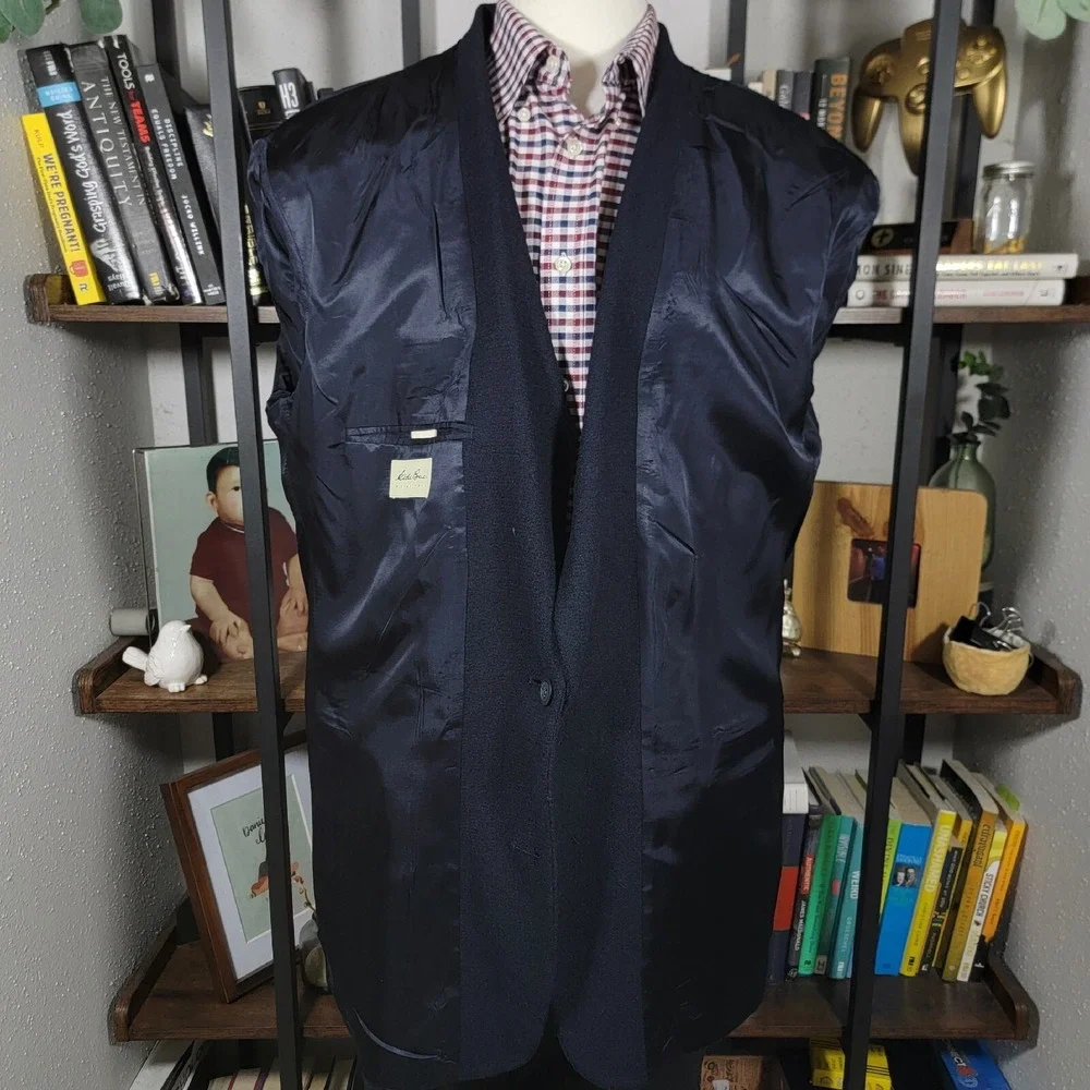Eddie Bauer Men's Sport‎ Coat Blazer Two Button Navy Blue Wool Nylon Size 46T